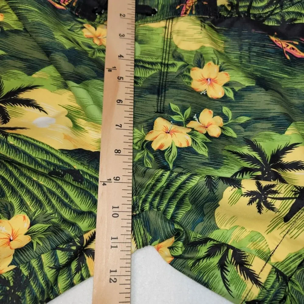 Old Navy Board Shorts Men's Size S Tropical Palm Tree Hawaiian Swim Trunks Green